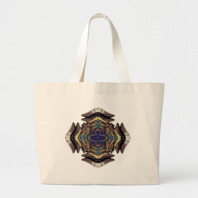 Bolsa Tote Grande Tríade Dourada Tribeadélico (Frente)