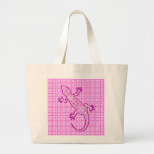 Bolsa Tote Grande Tribal batik Gecko - orquídea e casca rosa