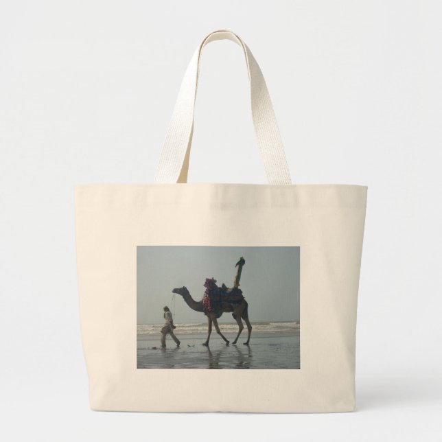 Bolsa Tote Grande Tribal Camel Ride: Areia e Mar Morning (Frente)