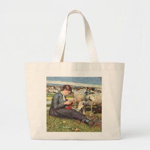 Bolsa Tote Grande Tricô de mulher impressionista