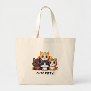 Bolsa Tote Grande Trio 'Cute Kitty' Adorável Amante de Gatos
