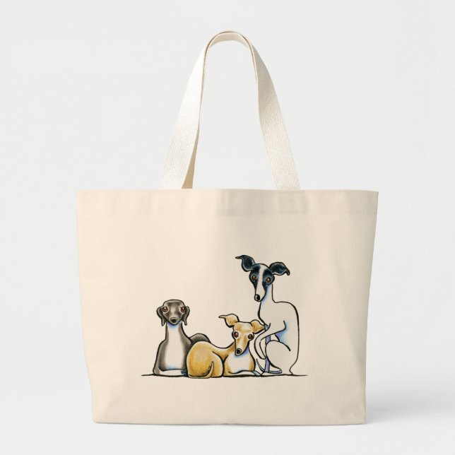 Bolsa Tote Grande Trio de Greyhound Italiano (Frente)