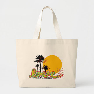Bolsa Tote Grande Tropical Love Stars Retro Palm Trees Silhoutte