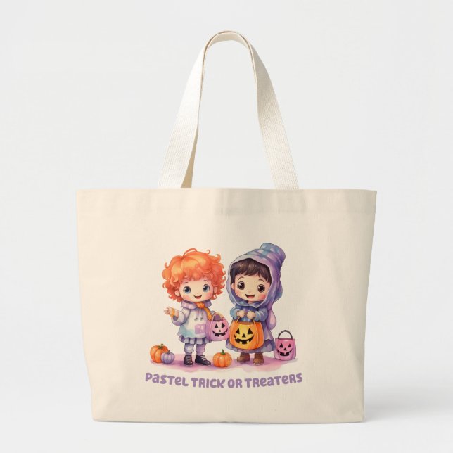 Bolsa Tote Grande Truque ou Tratadores de Pastel (Frente)
