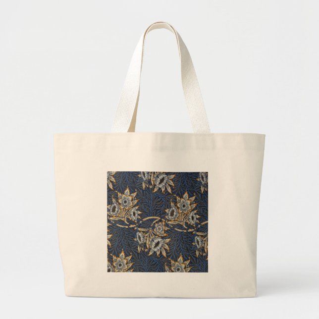 Bolsa Tote Grande Tulipa de William Morris com padrão de salgueiro e (Frente)