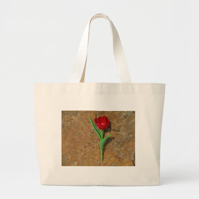 Bolsa Tote Grande Tulipa vermelha e amarela (Frente)
