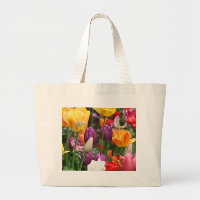 Bolsa Tote Grande Tulipas no saco do primavera (Frente)