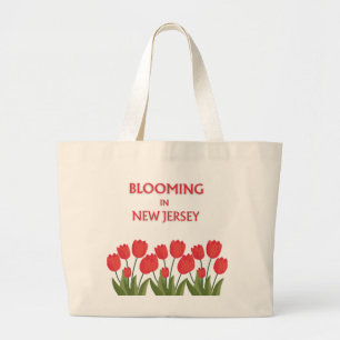 BOLSA TOTE GRANDE TULIPAS VERMELHAS NO JARDIM FLORAL JUMBO NEUTRO 
