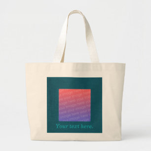 Bolsa Tote Grande Turquoise Teal Square Frame Add Photo Tote Bags