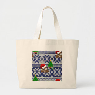 Bolsa Tote Grande ugly Christmas sweater poop emoji