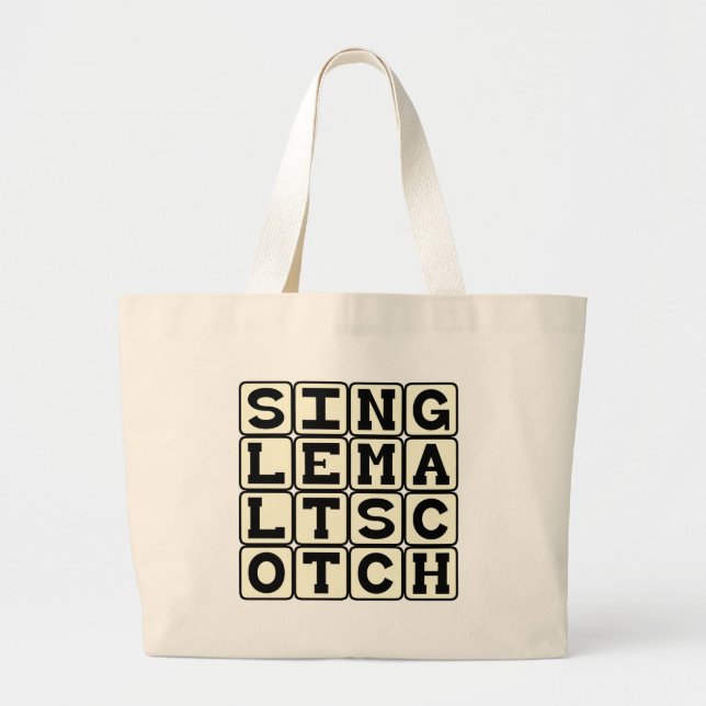 Bolsa Tote Grande Uísque Escocês Maltado Simples, Bebida Alcoólica (Frente)