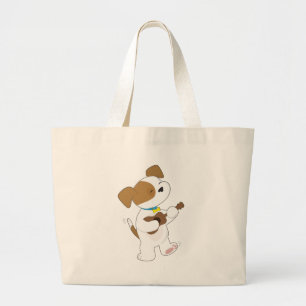Bolsa Tote Grande Ukulele bonito do filhote de cachorro
