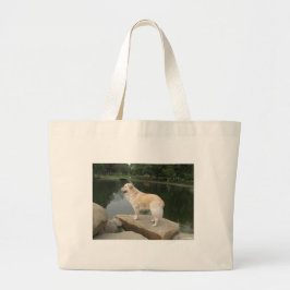 Bolsa Tote Grande Um Cão Em Um Lago