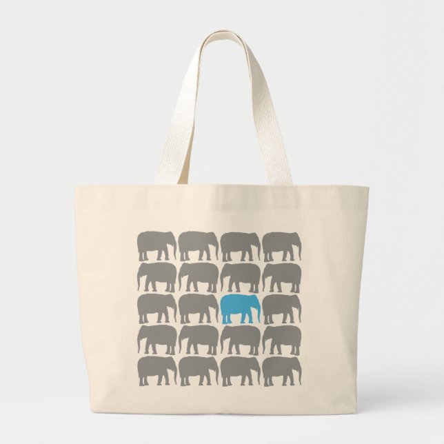 Bolsa Tote Grande Um Elefante Azul no Saco do Herd (Frente)