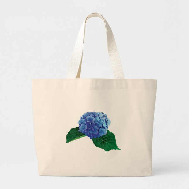 Bolsa Tote Grande Um Hydrangea azul (Frente)