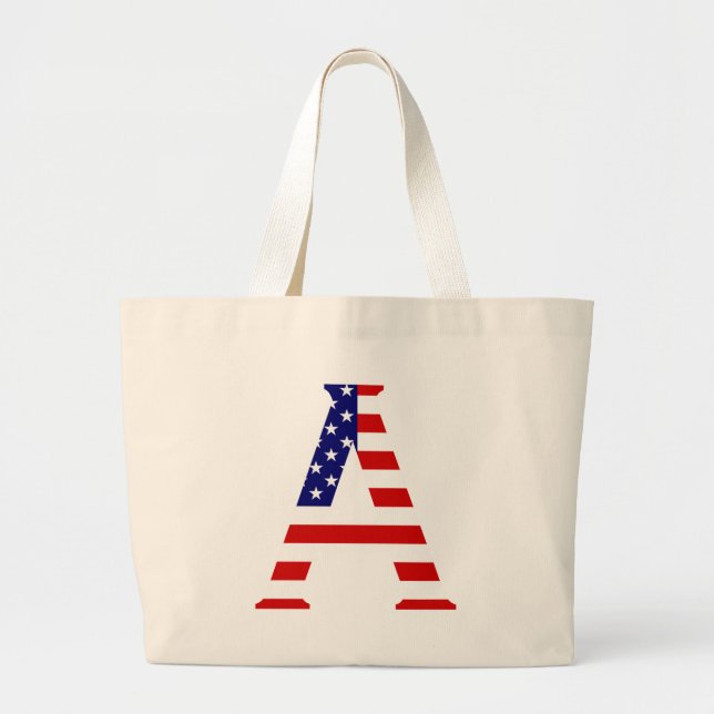 Bolsa Tote Grande Um Monograma sobreposto no U Flag jtcnt (Frente)