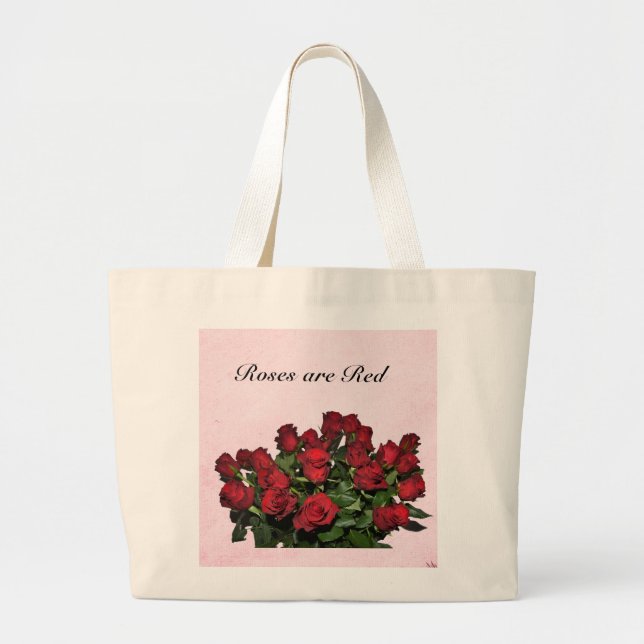 Bolsa Tote Grande Uma buquê de rosas vermelhas (Frente)