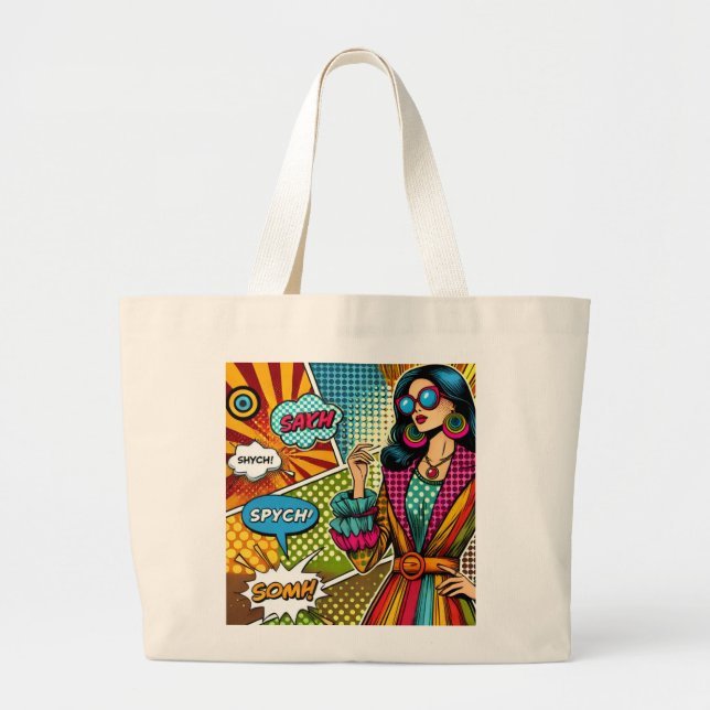 Bolsa Tote Grande Uma ilustração de tendência no estilo de pop (Frente)