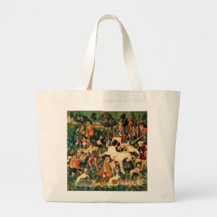 Bolsa Tote Grande Unicorn Tapestries defende Caça