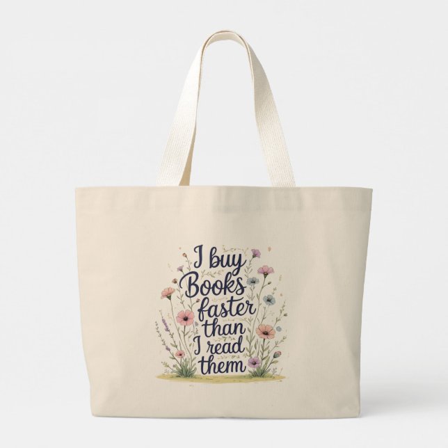 Bolsa Tote Grande Unread Books & Ambition – Double-Sided Book Lover  (Verso)
