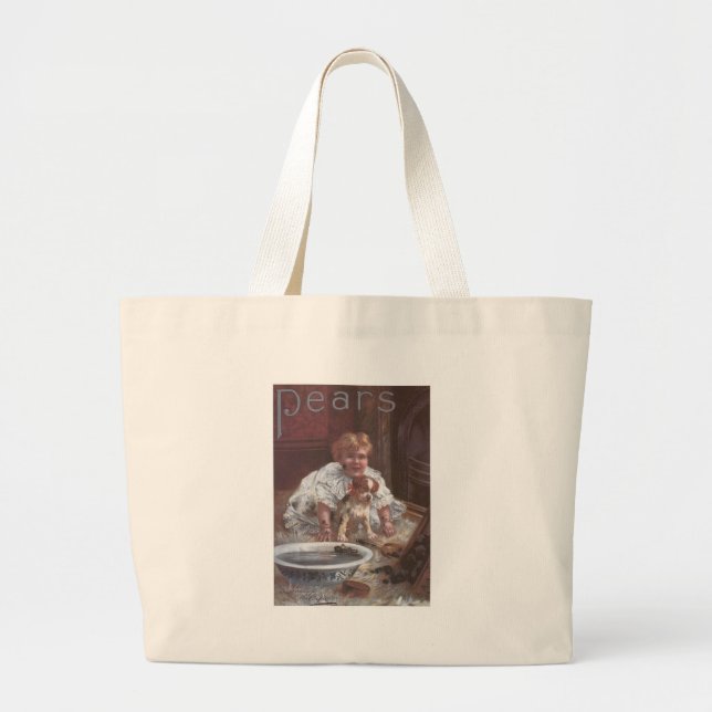Bolsa Tote Grande Ursa Rapaz Lavando Cachorro (Frente)