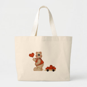 Bolsa Tote Grande Urso com Vagão de Corações