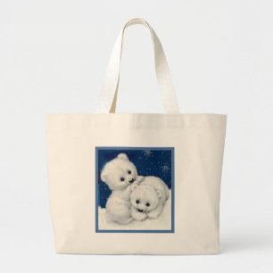 Bolsa Tote Grande Urso Cubs polar bonito