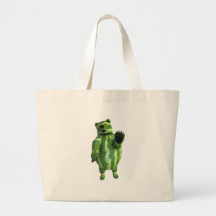 Bolsa Tote Grande Urso de Melancias Verde Engraçado