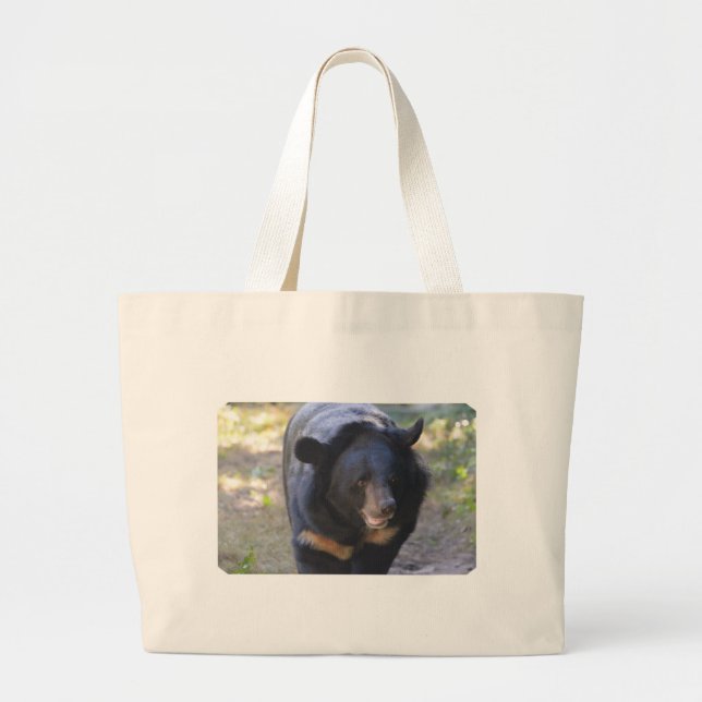 Bolsa Tote Grande Urso Spectacled preto (Frente)