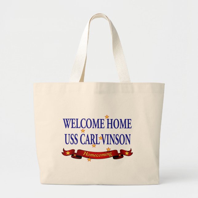Bolsa Tote Grande USS Carl Vinson Home bem-vindo (Frente)