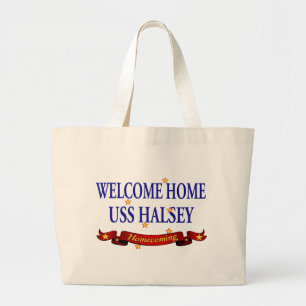 Bolsa Tote Grande USS Home bem-vindo Halsey