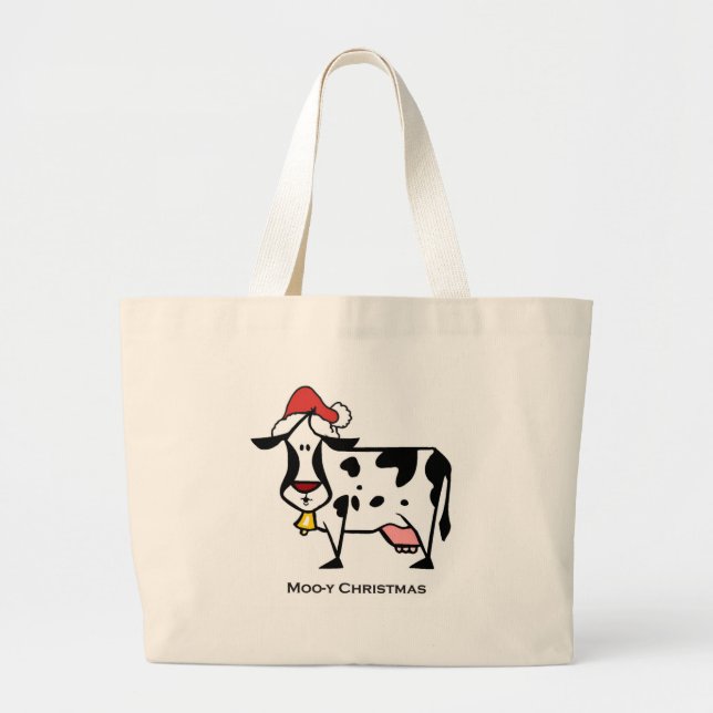 Bolsa Tote Grande Vaca bonito do Natal (Frente)