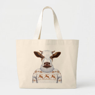 Bolsa Tote Grande Vaca da camisola do Natal