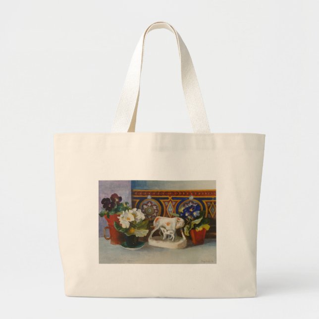 Bolsa Tote Grande Vaca de Staffordshire com Primulaes 2004 (Frente)