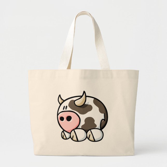 Bolsa Tote Grande Vaca dos desenhos animados (Frente)