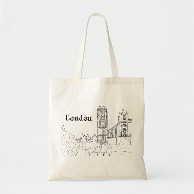 Bolsa Tote Grande Vaga de Ben de Londres Desenhando Vaga Arte (Frente)