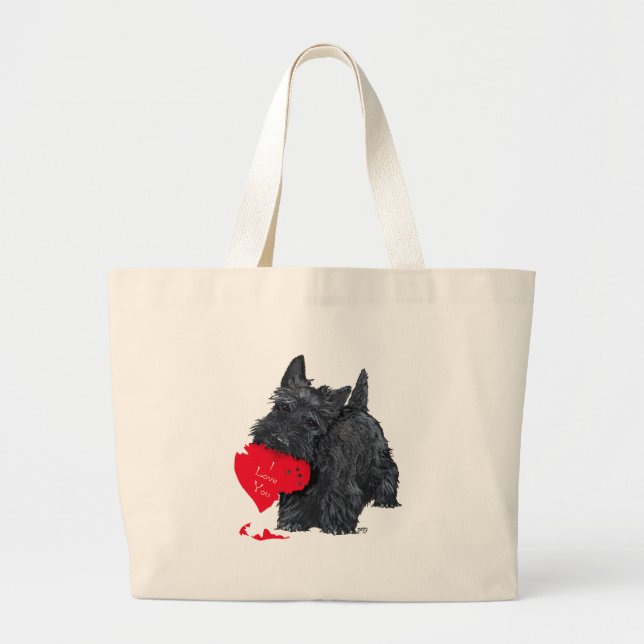 Bolsa Tote Grande Valentine de Scottish Terrier (Frente)