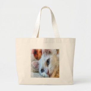 Bolsa Tote Grande Van Cat Com Retrato De Pé Azul