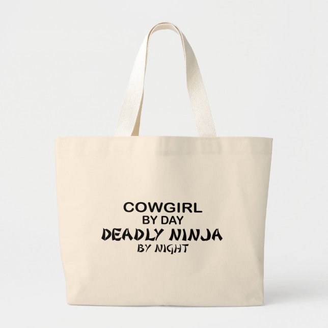 Bolsa Tote Grande Vaqueira Ninja mortal em a noite (Frente)