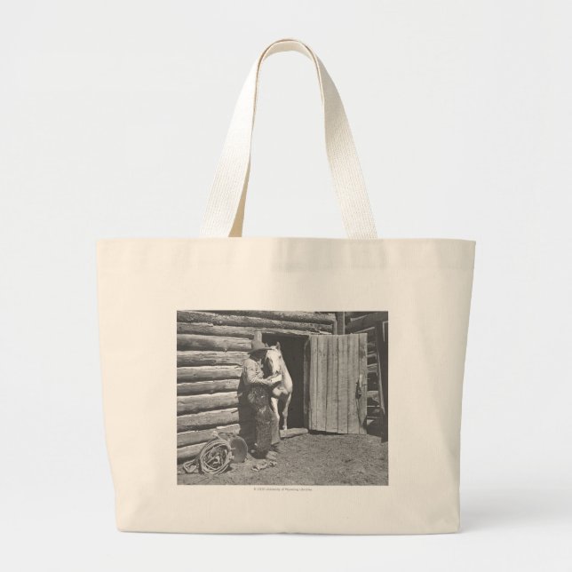 Bolsa Tote Grande Vaqueiro que lê uma letra (Frente)