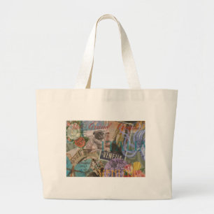 Bolsa Tote Grande Venice Vintage Trendage Itália Viagem Collage