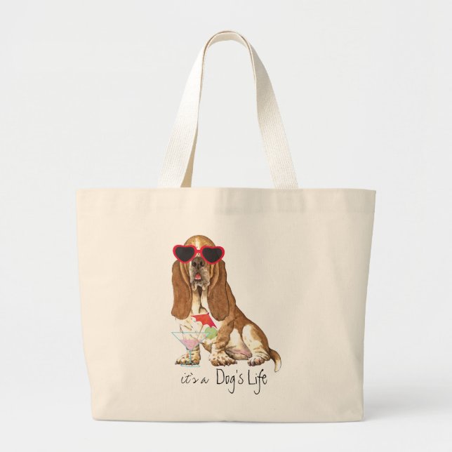 Bolsa Tote Grande Verão Basset Hound (Frente)