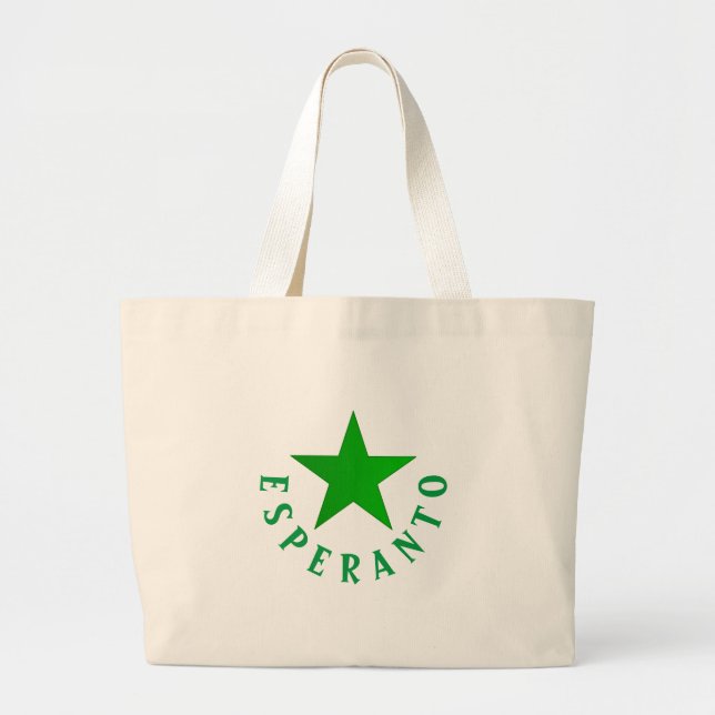 Bolsa Tote Grande Verda Stelo (Estrela Esperanto) (Frente)