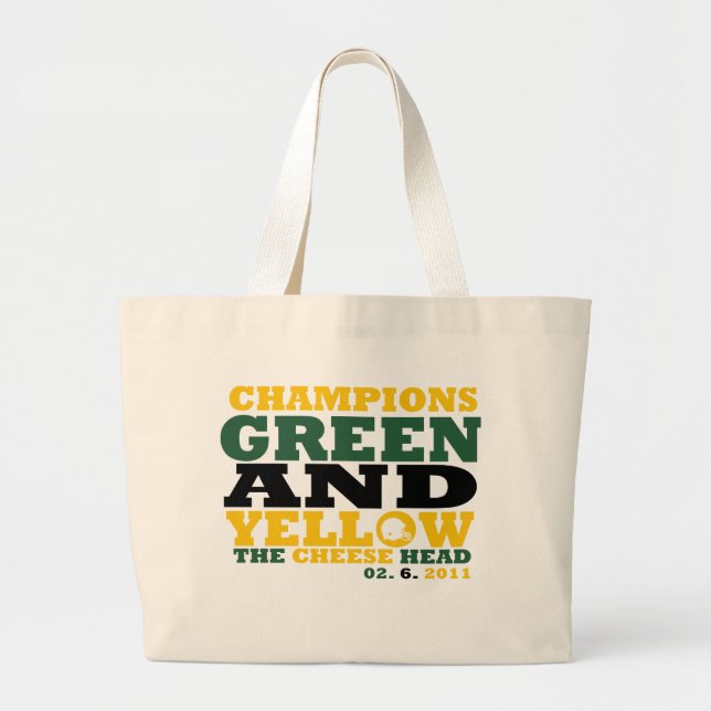 Bolsa Tote Grande Verde & amarelo (cabeça do queijo) (Frente)