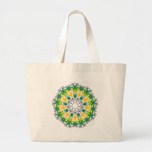 Bolsa Tote Grande verde e amarelo da mandala