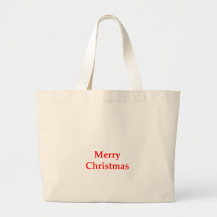 Bolsa Tote Grande Vermelho do Feliz Natal os presentes de Zazzle do