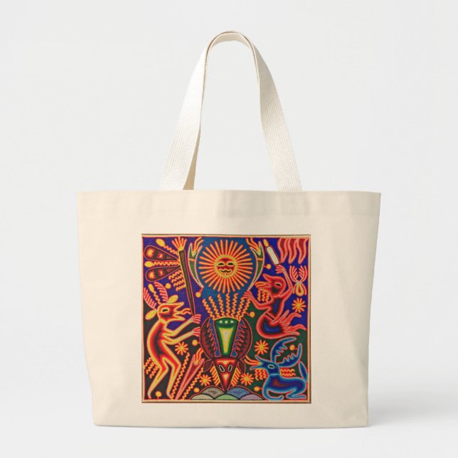 Bolsa Tote Grande Viagem tribal maia mexicano de Boho da arte de (Frente)