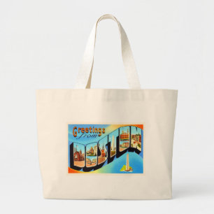 Bolsa Tote Grande Viagens vintage de MÃES de Boston Massachusetts S