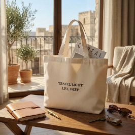Bolsa Tote Grande Viajar Leve Viver Profundo Tipografia Minimalista