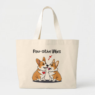 Bolsa Tote Grande Vibes Corgis Apaixonados